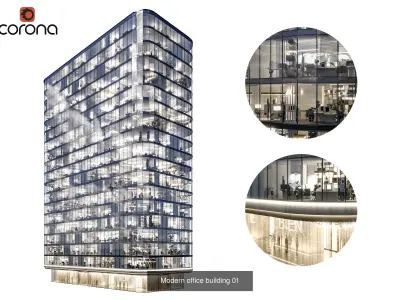 Vol 1 Modern Office Buildings collection - 5 buildings 3D Model Pack
