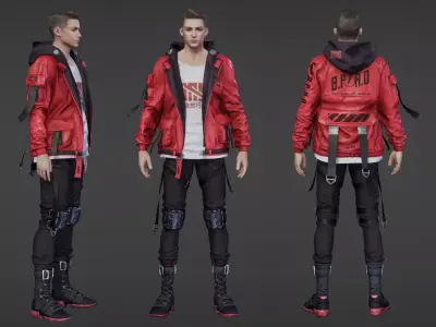 Rigged Fashion techwear man scifi  future v2 Low-poly 3D model
