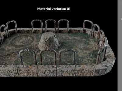 Old pole and flowerbed 3d model 3D model