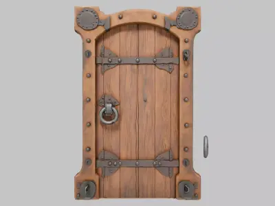 Ancient Wooden Dungeon Door 3D Model Low-poly 3D model