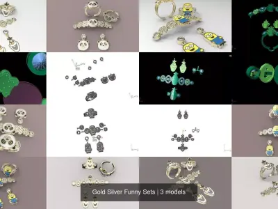 Gold Silver Funny Sets 3D Model Pack