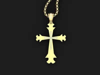 High Cross Pendant Light Gold 18K 3CP039 3D print model