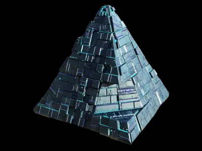 lowpoly Spaceship Pyramid sci fi Low-poly 3D model