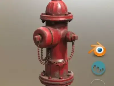 Fire Hydrant Low-poly 3D model 23