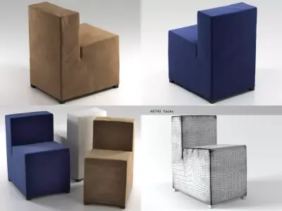 DWI four different chairs 3D model
