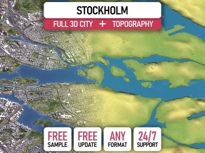 Stockholm - Topography Terrain 3D City 3D Model Pack