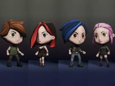 3D characters group Low-poly 3D model