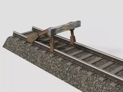 Wornrailway buffer Low-poly 3D model