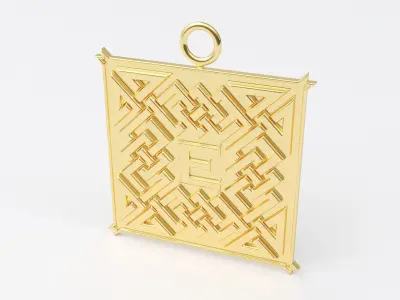 Celtic pendant letter E 3D print model