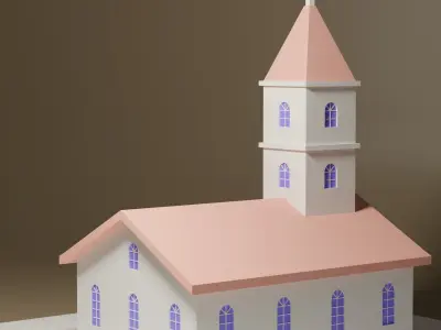 lowpoly Cartoon Church Low-poly 3D model