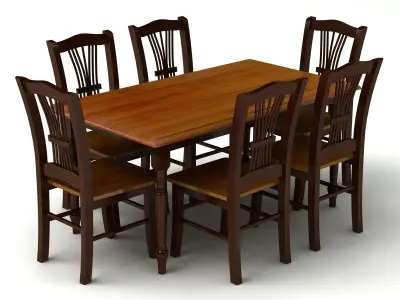 Chair and Table Set 3D model