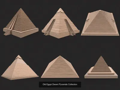 Egypt Desert Clay Utility Buildings Houses Pyramids Collection 3D Model Pack