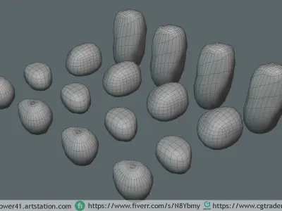 Low-Poly stones for games Low-poly 3D model