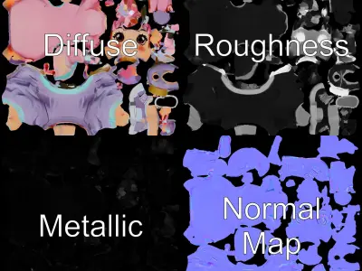 Chibi PinkHaired Girl Character Rigged and Animated Low-poly 3D model