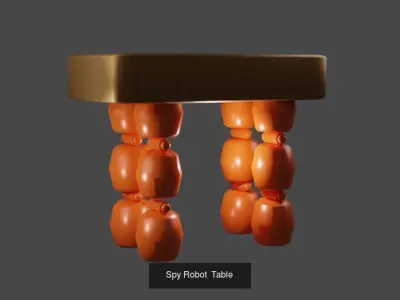 Scifi Collection stool with orange balls 3D Model Pack