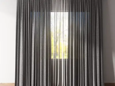 Curtains and tulle 2 Low-poly 3D model
