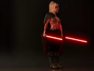 Female Sith Warior Dual Saber Rigged 3d Character 3D model