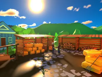 Village Low-poly 3D model