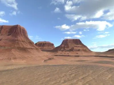 PBR Desert Landscape  Low-poly 3D model and printable stl Low-poly 3D model