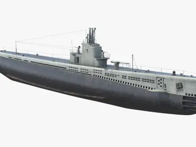  USS Gato SS-212 Submarine Displayed Rigged for Maya 