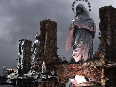 Dantes Inferno Heavens Cross Halls Kit bash 1 3D model