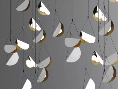 White glider pendant light chandelier 3D model