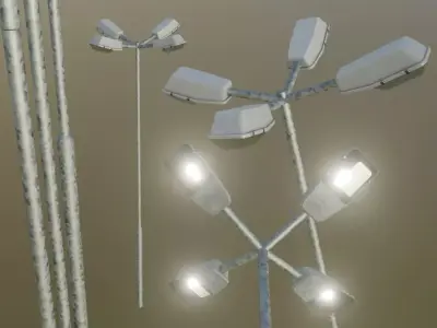 Street Light 5 Galvanized F4 M1 K0 A2 5000mm Low-poly 3D model