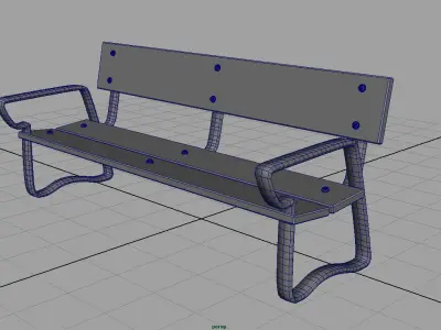 Wood Bench Low-poly 3D model