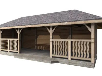 covered terrace Low-poly 3D model