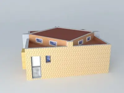 Hall house with two windows and roof Free 3D model