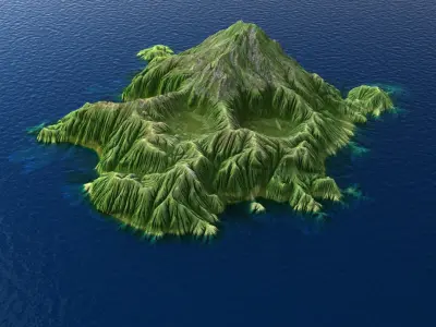 Tropical Island Terrain 10 skull Low-poly 3D model