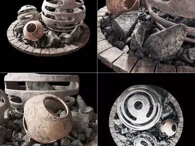 Flowerbed with stone decor 3D model