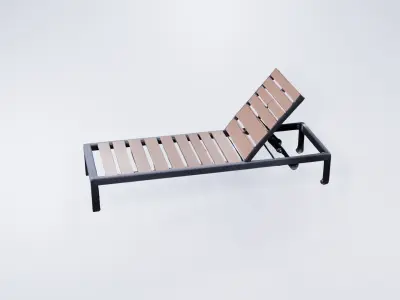 Low Poly Outdoor Lounger -  Modern Garden Relaxation Asset 3D model