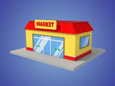 market cartoon low poly Low-poly 3D model
