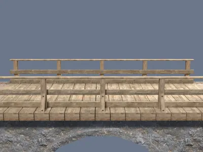Bridge wooden shelf Low-poly 3D model