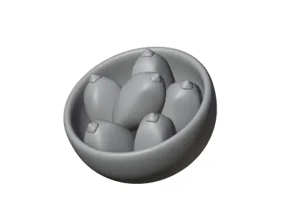 dates in bowl Low-poly 3D model