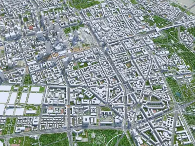 Warsaw Downtown Poland Low-poly 3D model