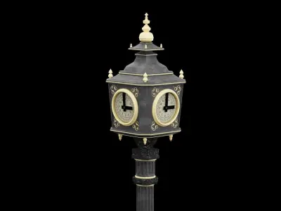 Fancy Street Clock Low-poly 3D model