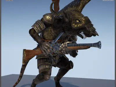 Ratkin Armored Gunner Light Version Low-poly 3D model