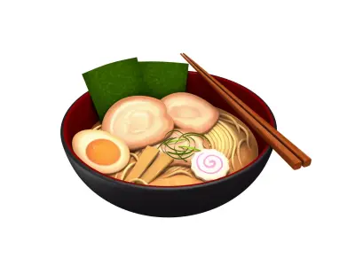 Ramen bowl with leaf 3D model