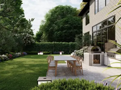 3D Exterior Scene 3D model design garden and landscape 3D model 10
