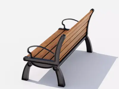 Park Bench Low-poly 3D model 9