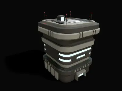 Lowpoly Modular Scifi Building 02 Low-poly 3D model