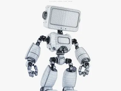 Digital robotic retro bot 3D model