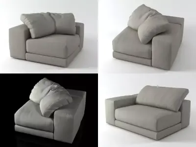 Hills four different sofas with pillows 3D model