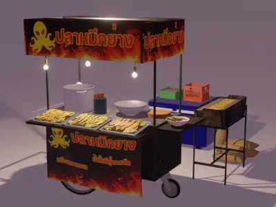 Grilled Squid Shop 3D model