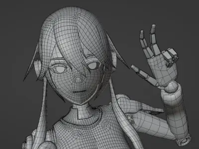 Cybernetic Anime High Poly Model - Type 01 3D model