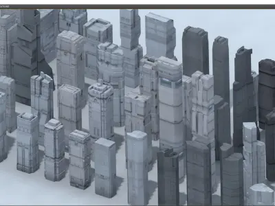futuristic architecture set - 13 3D model