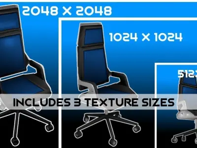 Game Optimized Stylish Office Chair Low-poly 3D model
