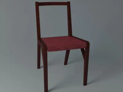 Chair wooden with fabric Low-poly 3D model